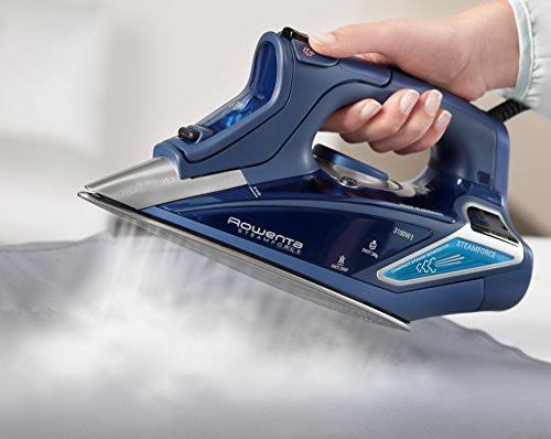 Rowenta DW9280 Steam Force Steam Iron with 400-Hole Stainless Steel Soleplate, 1800-Watt, Blue
