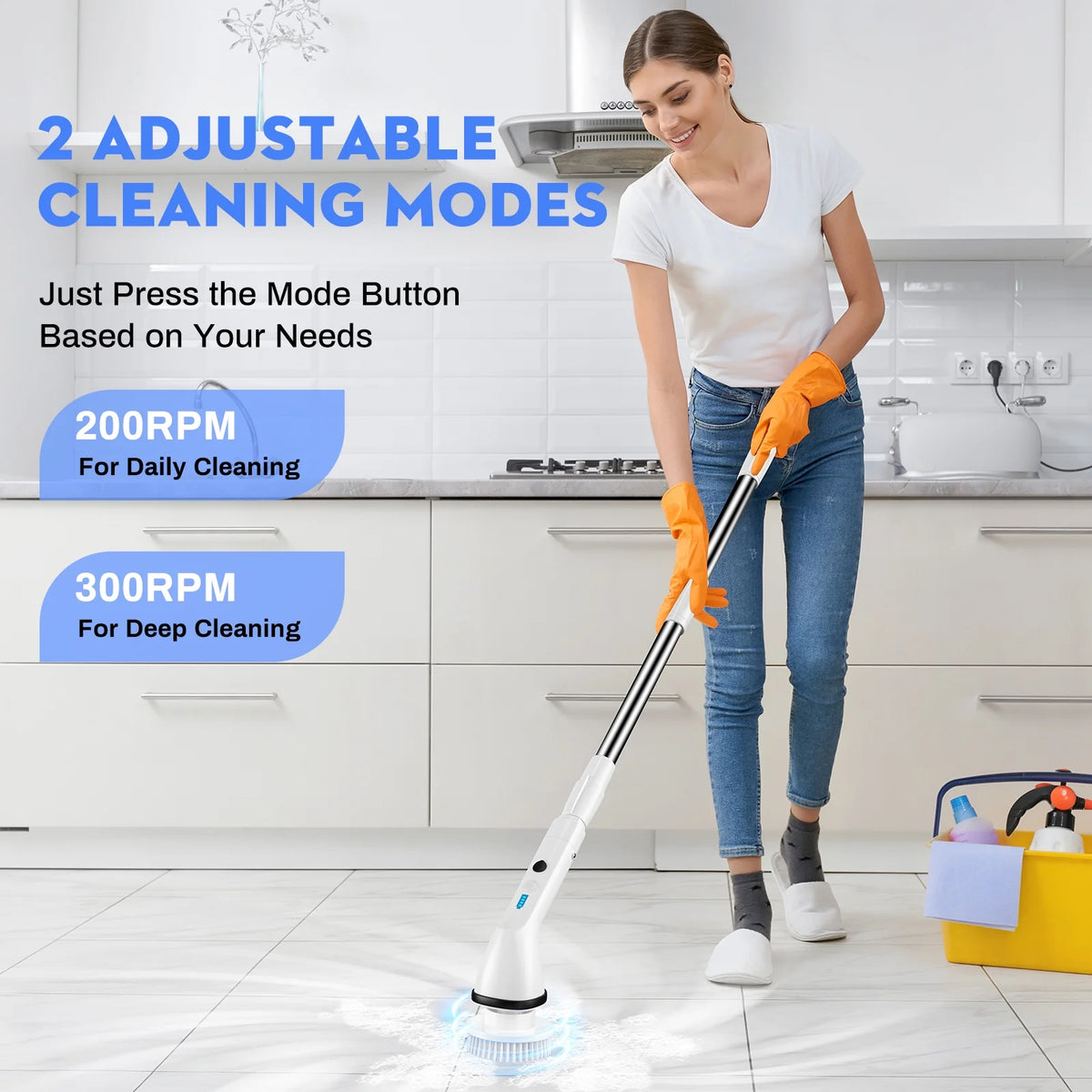 VAVSEA Electric Spin Scrubber,Cleaning Brush for Bathroom,1.5H 300RPM Shower Scrubber Kit for Floor Tile Bathtub,51 inch