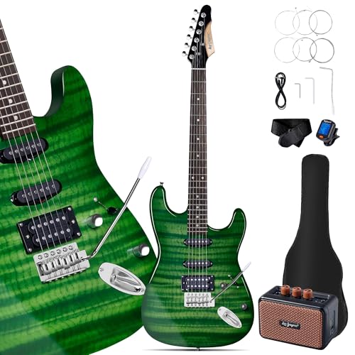 Leo Jaymz 39 Full Size ST Style Electric Guitar Starter Kit with SSH Pickup, 5W Portable Amp, Tuner, Gig Bag, Strap & Accessories (Violet Ocean)