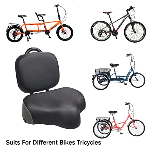 WEEROCK Bike Saddle Bicycle Seats Oversized Comfortable with Backrest Replacement Soft Back Rest PU Cushion for Bicycle Mountain Bike MTB Tricycle Commuter Bike