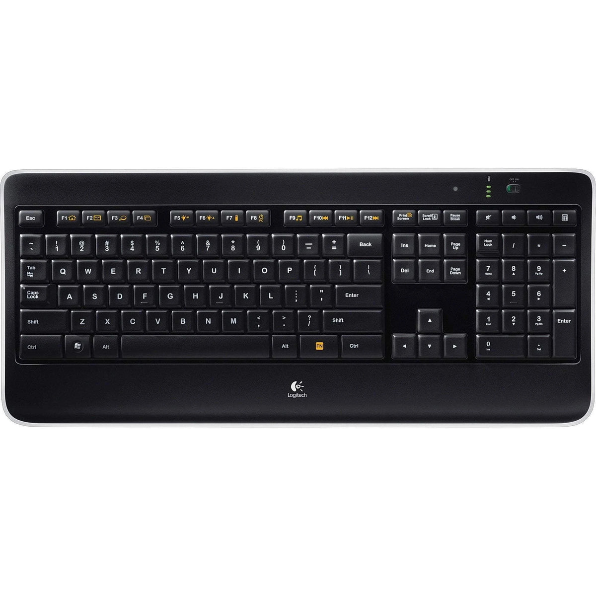Logitech - K800 Wireless Illuminated Keyboard - Black