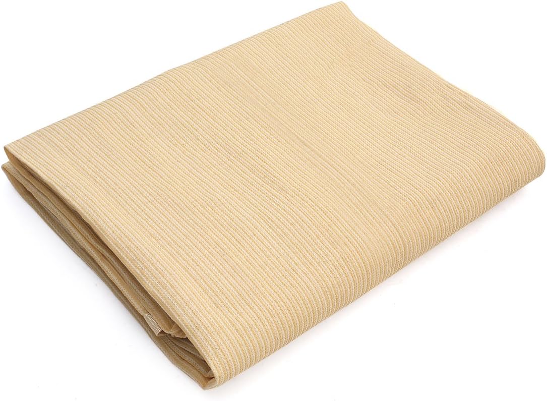 Shatex 90% Shade Fabric Sun Shade Cloth Taped Edge with Grommets Sun-Block Mesh Shade for Pergola Cover Canopy 12?? x 20??, Wheat, 12 Bungee Balls