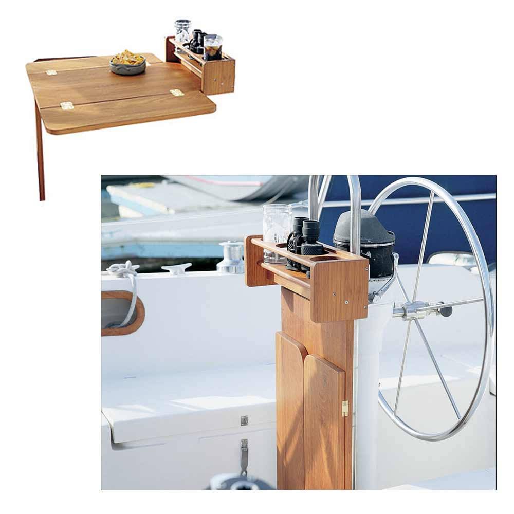 Whitecap Cockpit Table W/FOLDING Leaves Drinkholder Table Top - Holds 4