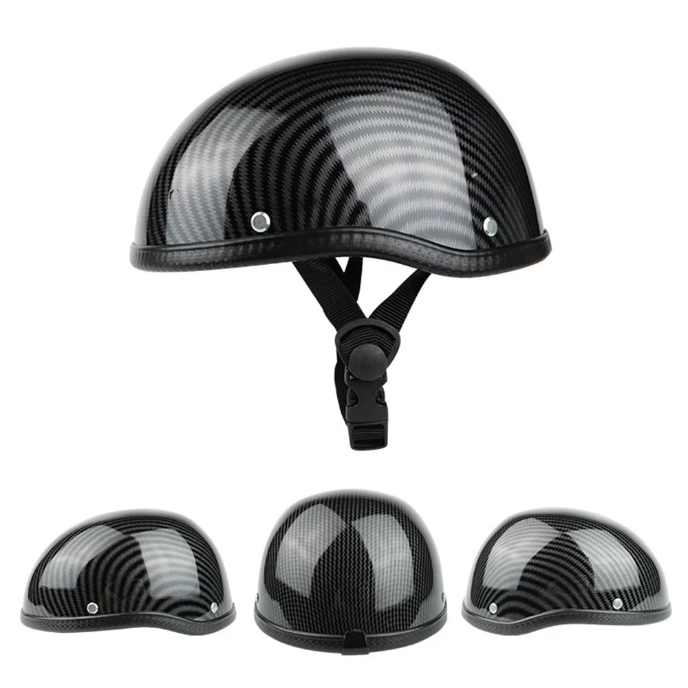 Abody Retro Style Motorcycle Half Helmet ABS+Cotton Cap for Motorcyclist Biker Ridder Carbon striation (One Size)Universal Washable
