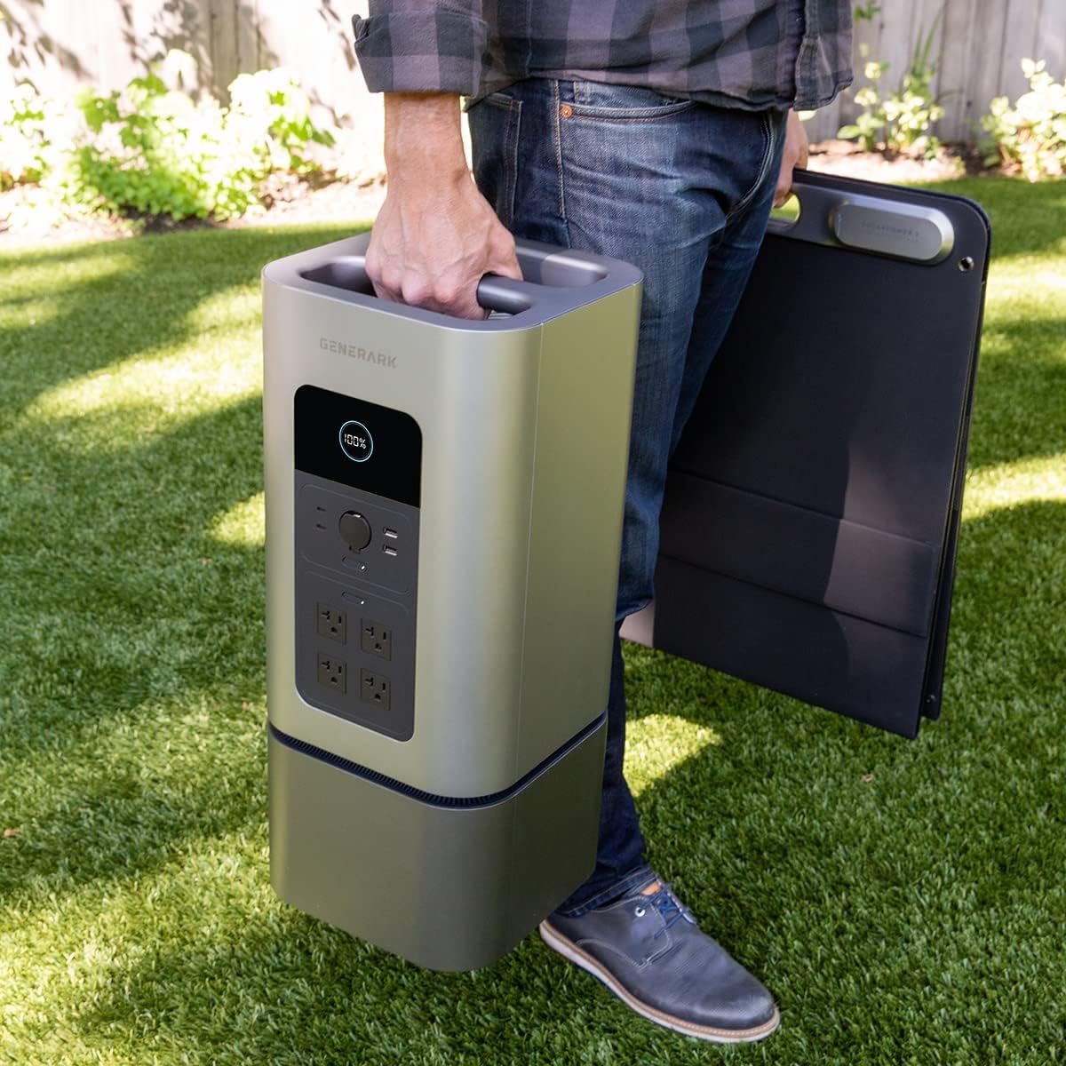 Generark Solar Generator for Homes & RVs: Three (3) HomePower 2 PLUS Backup Battery Power Stations & Eight (8) All-Weather Portable Solar Panels. 2200W - 4400W at 110V, 2060Wh. Up to 7 Days of Emergency and Reliable Power. 12 AC Power Outlets. 12 USB