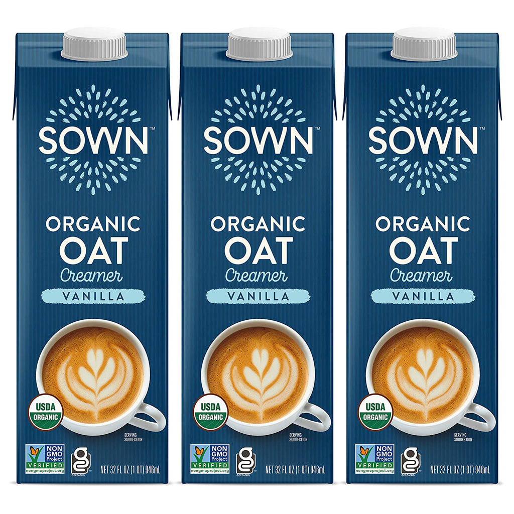 SOWN Organic Oat Creamer Unsweetened - Barista Oat Milk Non Dairy Coffee Creamer - Plant Based, Dairy-Free, Vegan, 0g Added Sugar, Gluten-Free, Non-GMO, Shelf Stable - 32oz (Pack of 6)