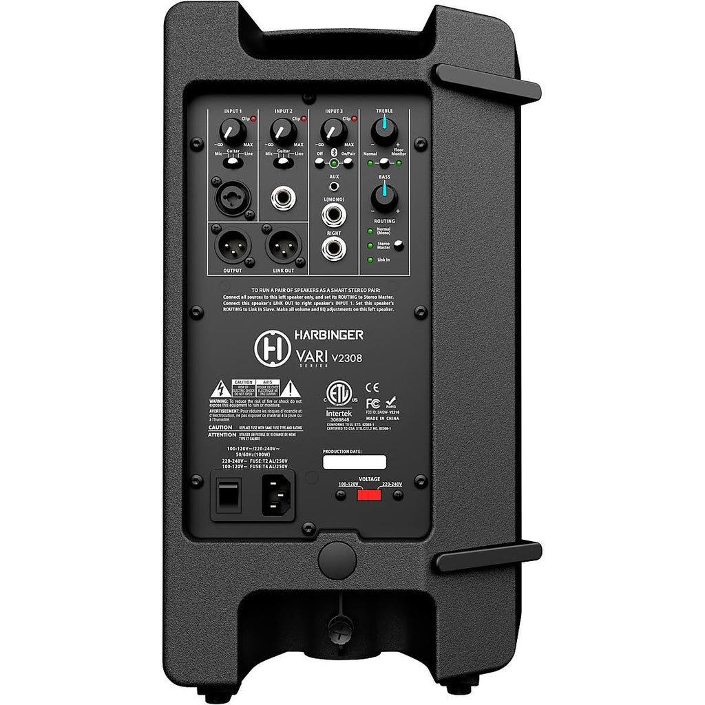 Harbinger Vari V2308 8 in. 2-Way Powered Loudspeaker with Bluetooth, DSP, and Smart Stereo