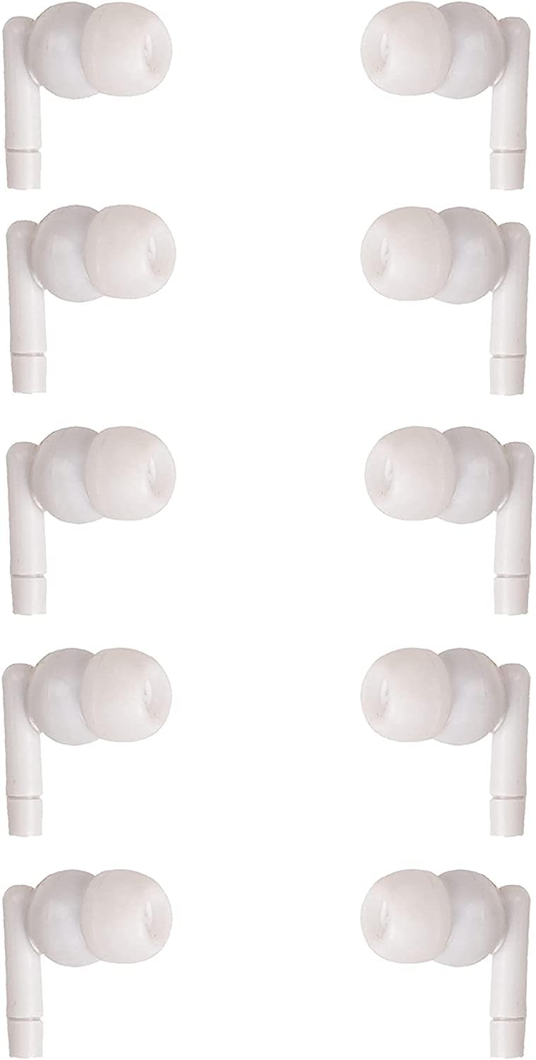 JustJamz Pearl Basic White Headphones 3.5mm Disposable Earphones Bulk Earbuds for Kids and Adults 50 Pack Pack of 2
