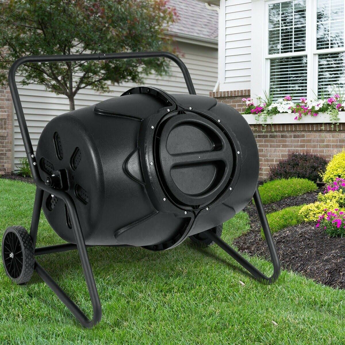 Costway 50 Gallon Wheeled Compost Tumbler Garden Waste Bin