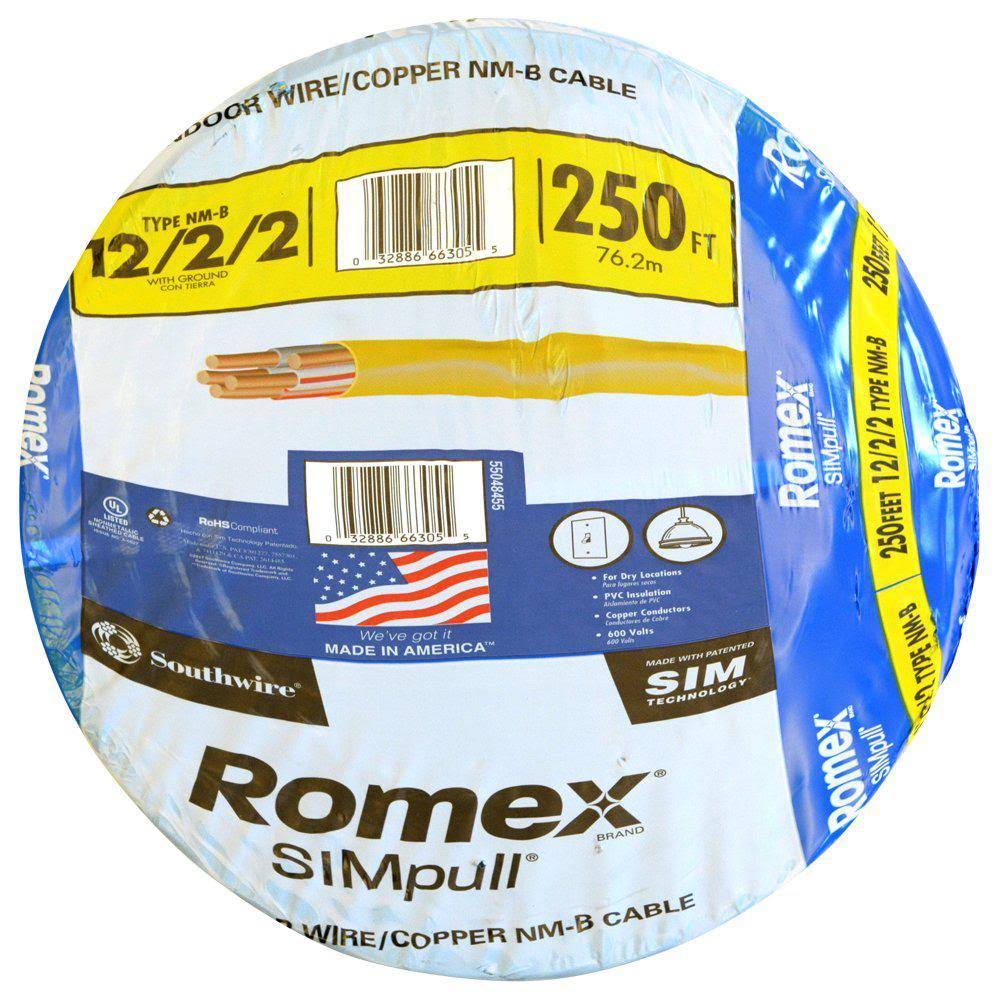 Southwire 250 ft. 12/2/2 Solid Romex SIMpull Cu NM-B W/G Wire