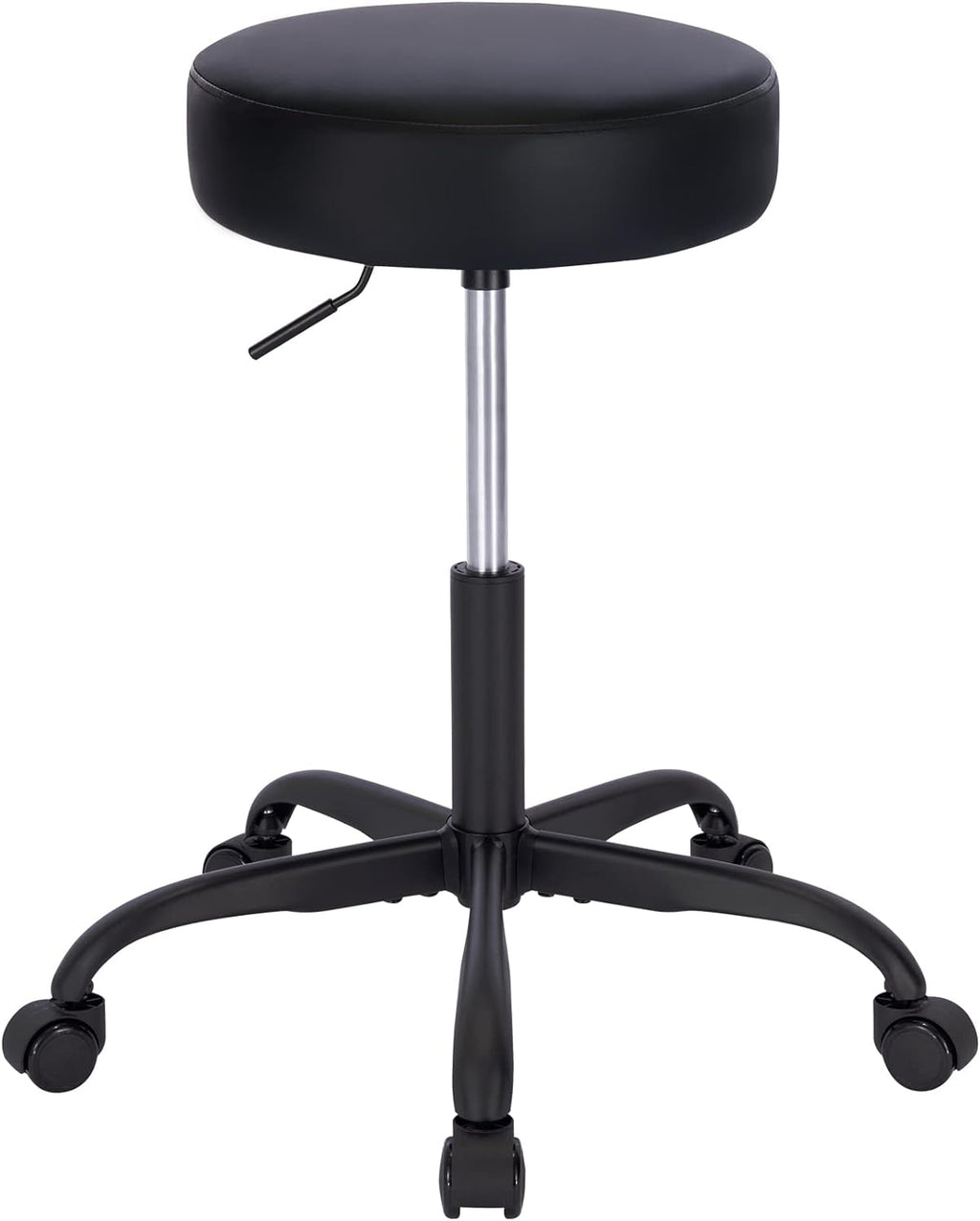 SUPERJARE Drafting Chair with Back, Adjustable Foot Rest Rolling Stool, Multi-Purpose Office Desk Chair, Thick Seat Cushion for Home Bar Kitchen Shop - Black