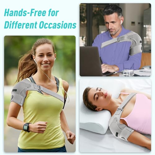 Shoulder Brace- Torn Rotator Cuff Recovery Supports for Men&Women,Adjustable Fit Sleeve Wrap,for AC Joint Pain Relief,Shoulder Injuries&Tears,Bursitis,Swelling,Tendonitis (Gray, Small)??