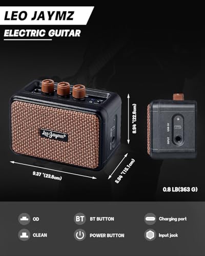 Leo Jaymz 39 Full Size ST Style Electric Guitar Starter Kit with SSH Pickup, 5W Portable Amp, Tuner, Gig Bag, Strap & Accessories (Violet Ocean)