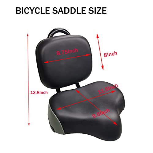 WEEROCK Bike Saddle Bicycle Seats Oversized Comfortable with Backrest Replacement Soft Back Rest PU Cushion for Bicycle Mountain Bike MTB Tricycle Commuter Bike