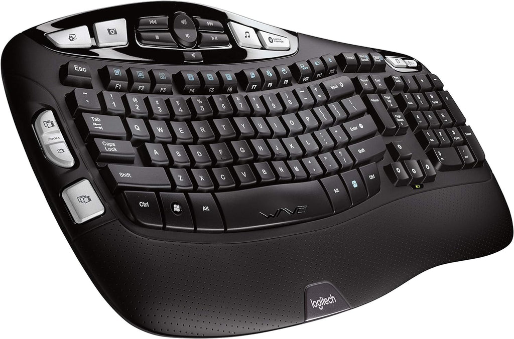 Logitech K350 Wireless Wave Ergonomic Keyboard with Unifying Wireless Technology - Black