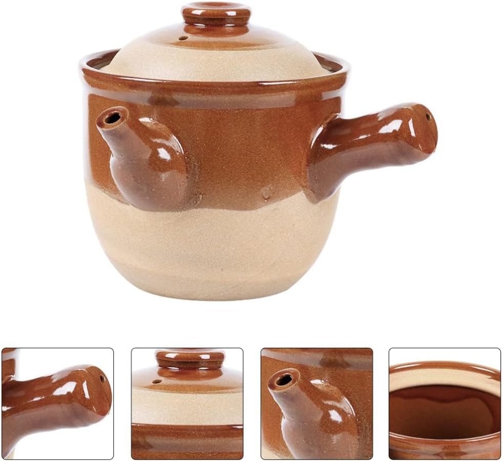 Traditional Chinese Medicine Casserole Retro Skillet Pottery Clay Chinese Medicine Pot Pitcher Teapot Stew Pot Ramen Gift,001,25x19cm (1 22x17.5cm)
