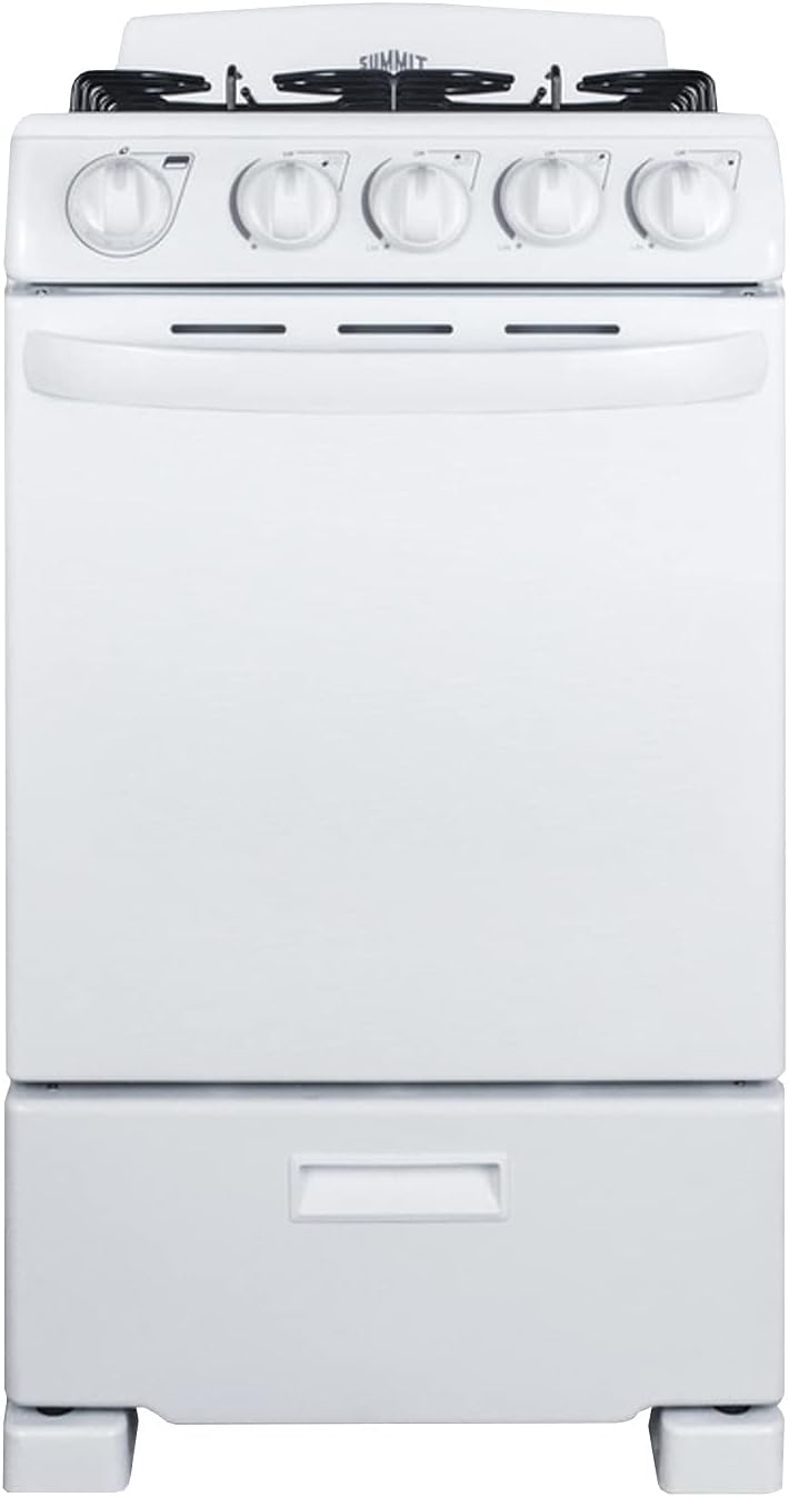 Summit RG200WS 20 Freestanding Gas Range with 4 Burners 2.3 cu. ft. Oven Capacity Broiler Compartment ADA Compliant in White