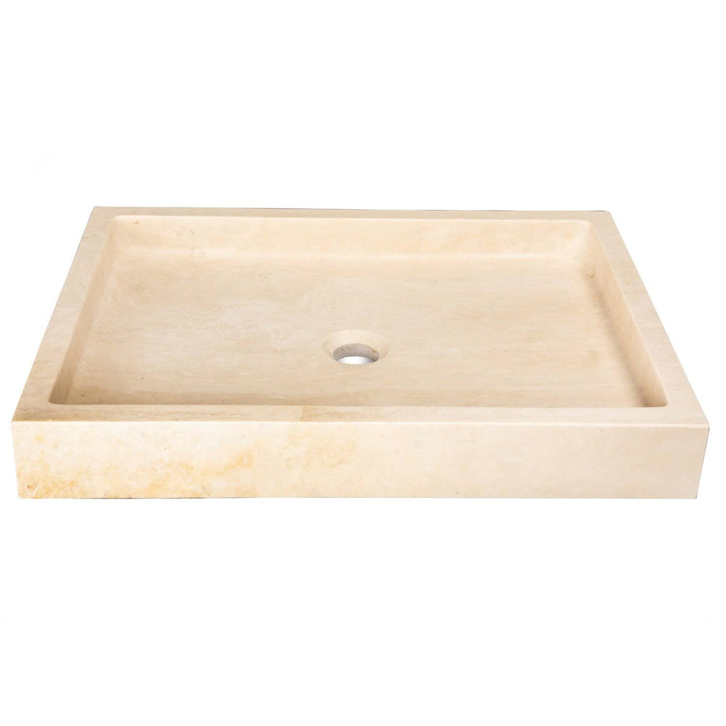 Eden Bath Rectangular Infinity Pool Sink - Honed Beige Travertine