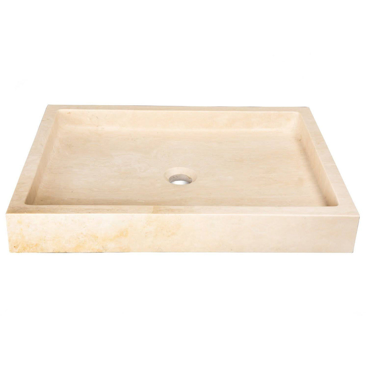 Eden Bath Rectangular Infinity Pool Sink - Honed Beige Travertine