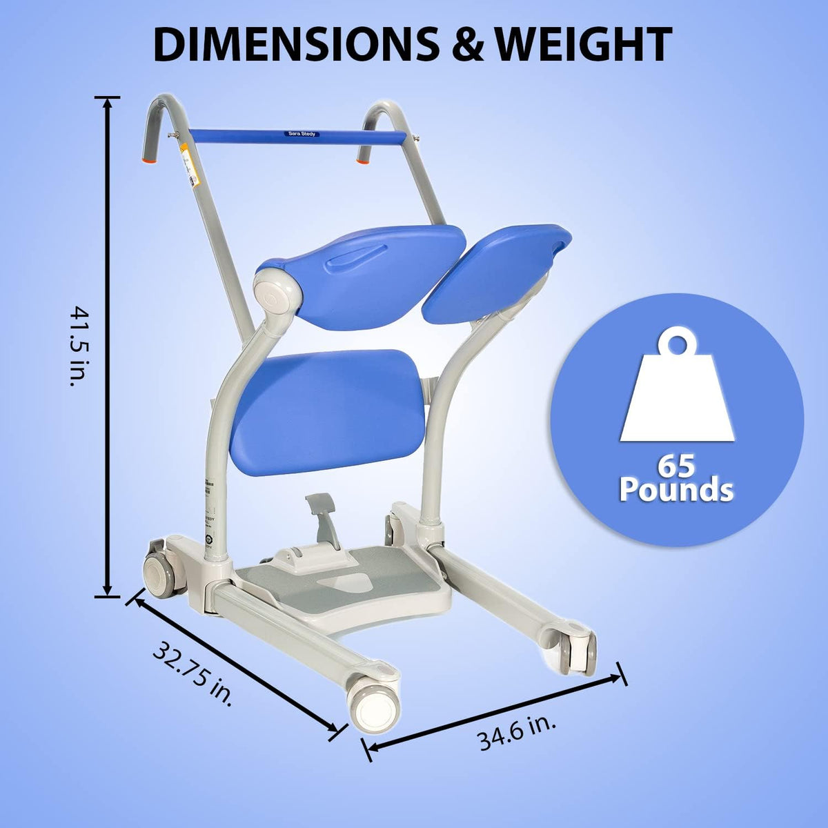 ArjoHuntleigh Sara Stedy Sit to Stand Manual Patient Lift Aid | Fully Assembled Elderly Assistance Products | Holds up to 400 Pounds | Intended for Users 4'11 - 6'6