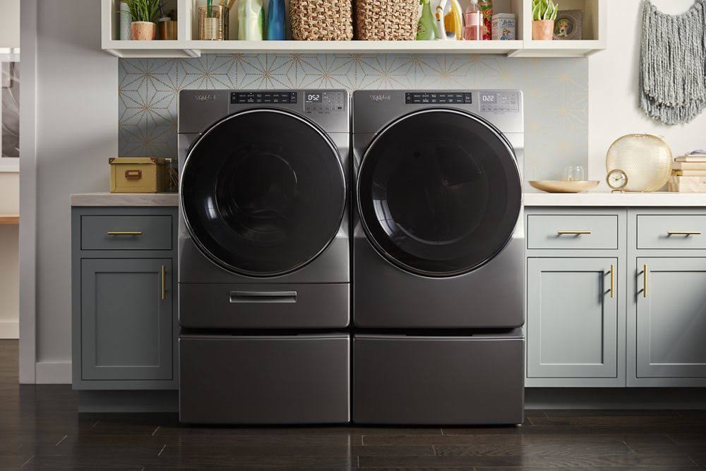 Whirlpool 15.5x22 Pedestal for Front Load Washer and Dryer with Storage WFP2715HC - Chrome Shadow