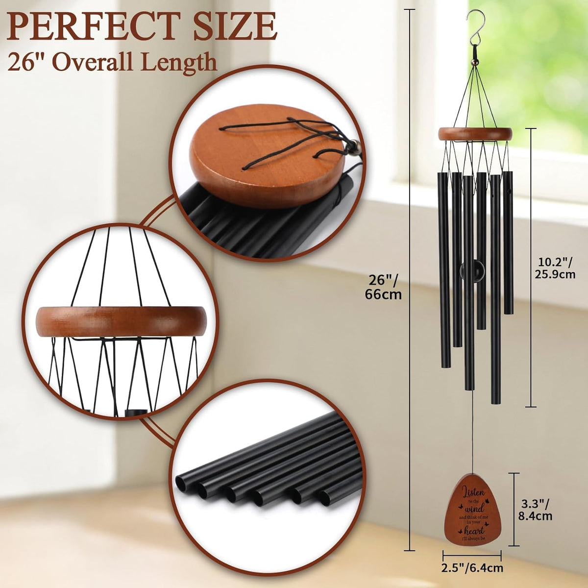 PRSTENLY 26 Inch Memorial Wind Chimes for Loss of Loved One, Sympathy Gift Wind Chimes for Loss of Father Mother Son, Daughter, Friends, Sister, Bereavement Remembrance Gift in Memory of Loved One
