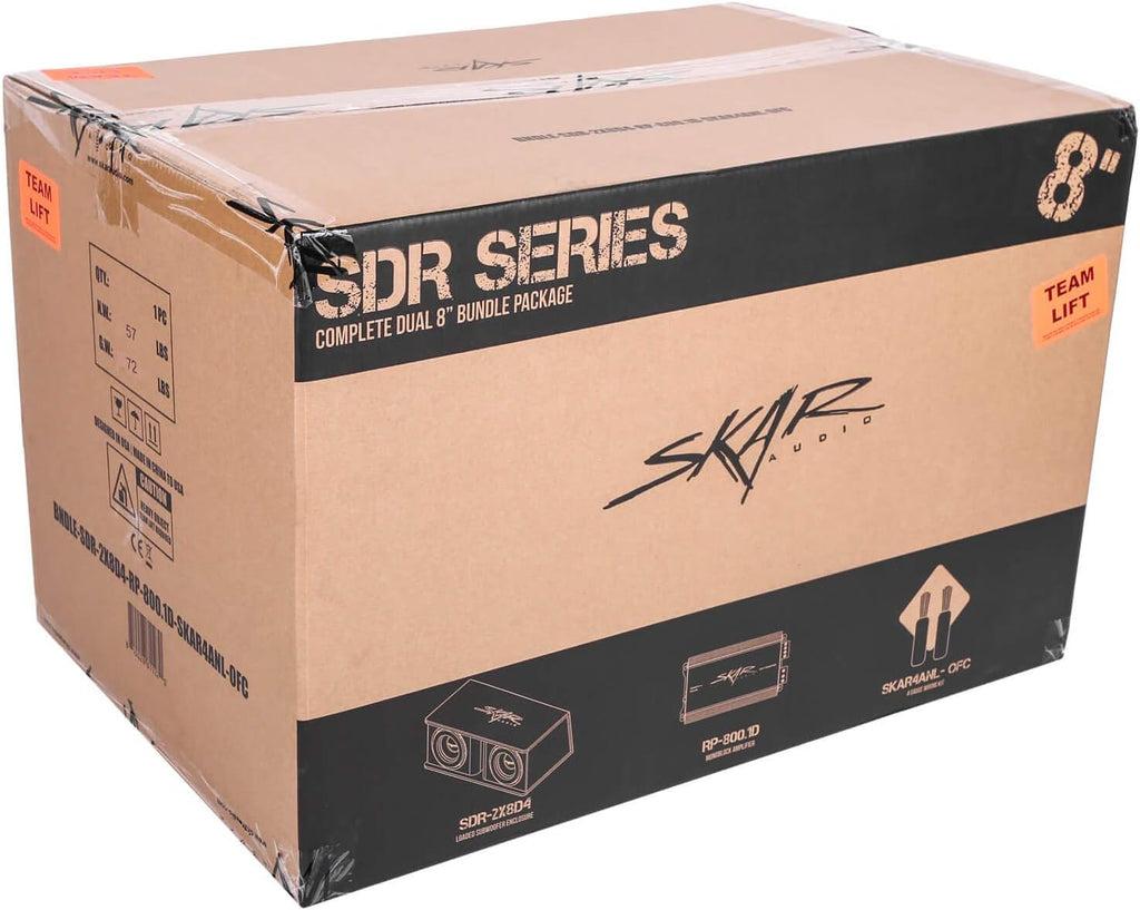 Skar Audio Dual 12 Complete 2,400 Watt SDR Series Subwoofer Bass Package - Includes Loaded Enclosure with Amplifier
