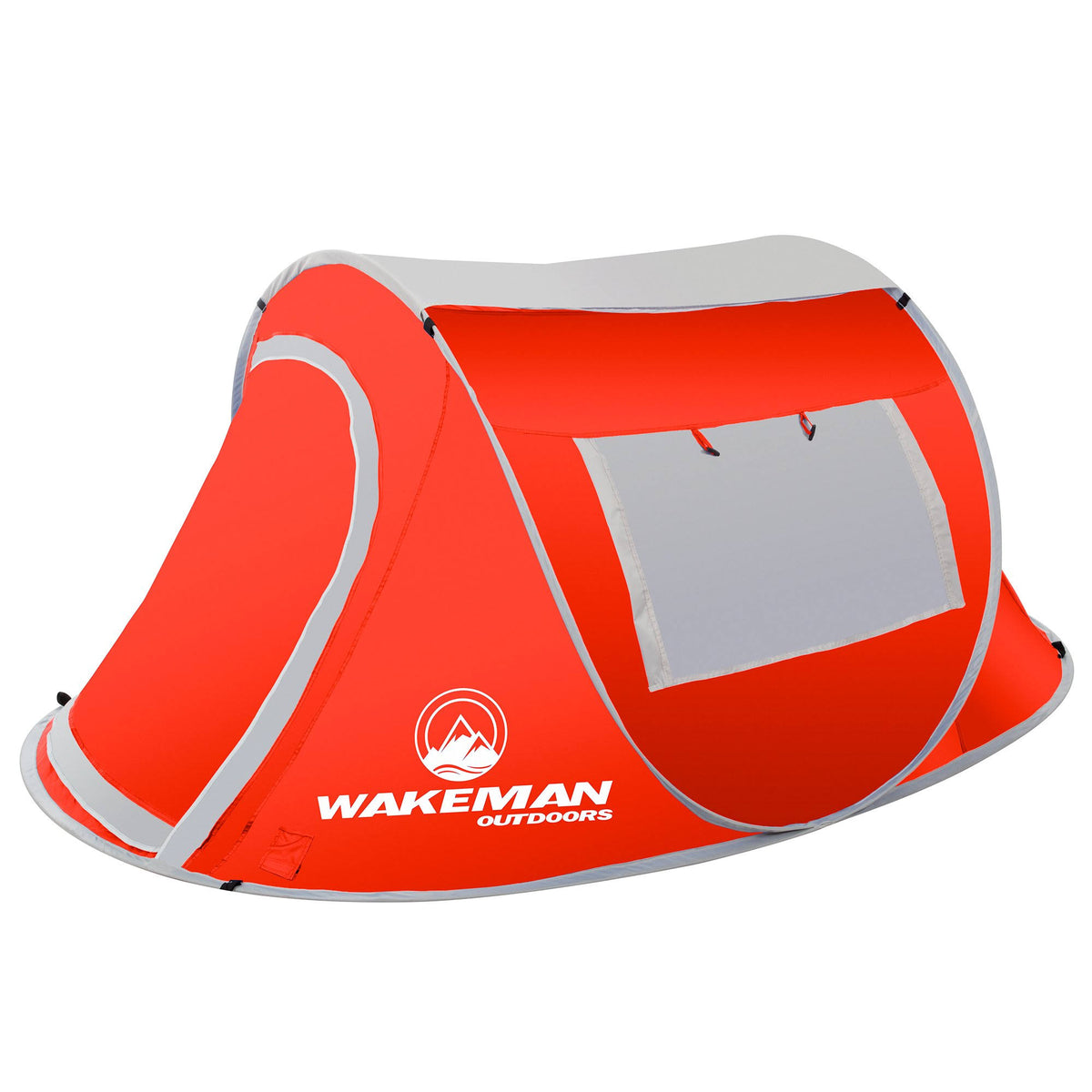 Wakeman Pop-Up Tent 2 Person, Water Resistant Barrel Style Tent For Camping With Rain Fly And Carry Bag, Sunchaser 2-Person Tent - Red