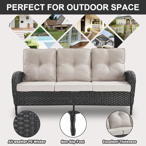 Patio Wicker Chairs Swivel Rocker - Outdoor Swivel Rocking Chairs Set of 2 with Rattan Side Table, Patio Swivel Glider Chair 3 Piece Patio Furniture Sets for Deck Porch Pool Brown/Blue