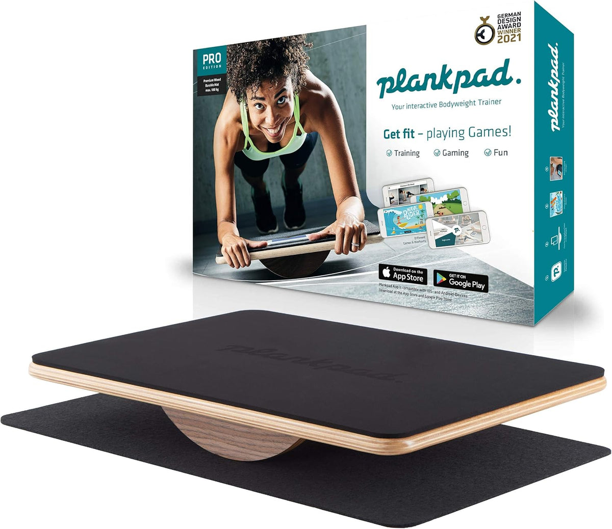 Plankpad PRO - Plank Board Core Trainer & Full Body Fitness while Playing Games & Workouts on iOS/Android App - Balance Board, Exercise Equipment