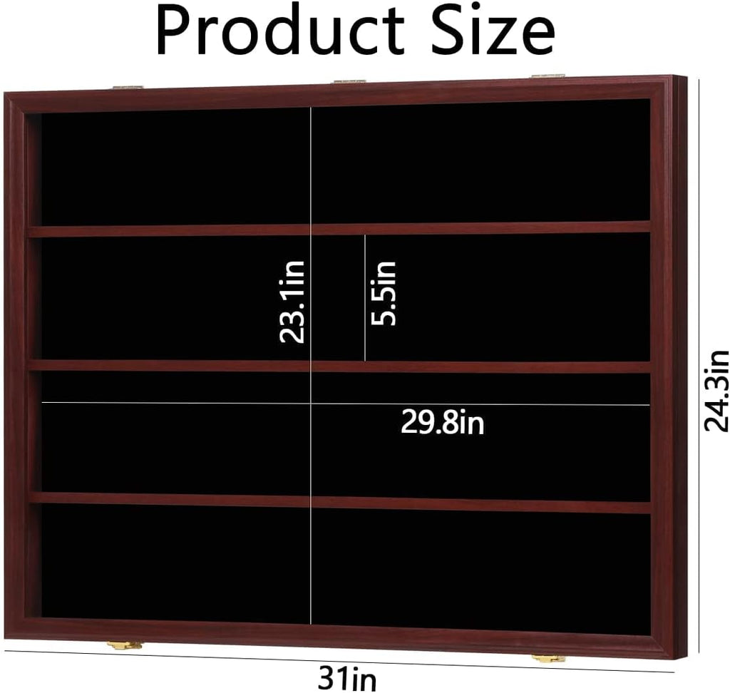 35 Graded Sports Card Display Case - Baseball Card Display Frame with UV Protection Clear View Lockable Wall Cabinet for Basketball Collectible Trading Card Black Finish