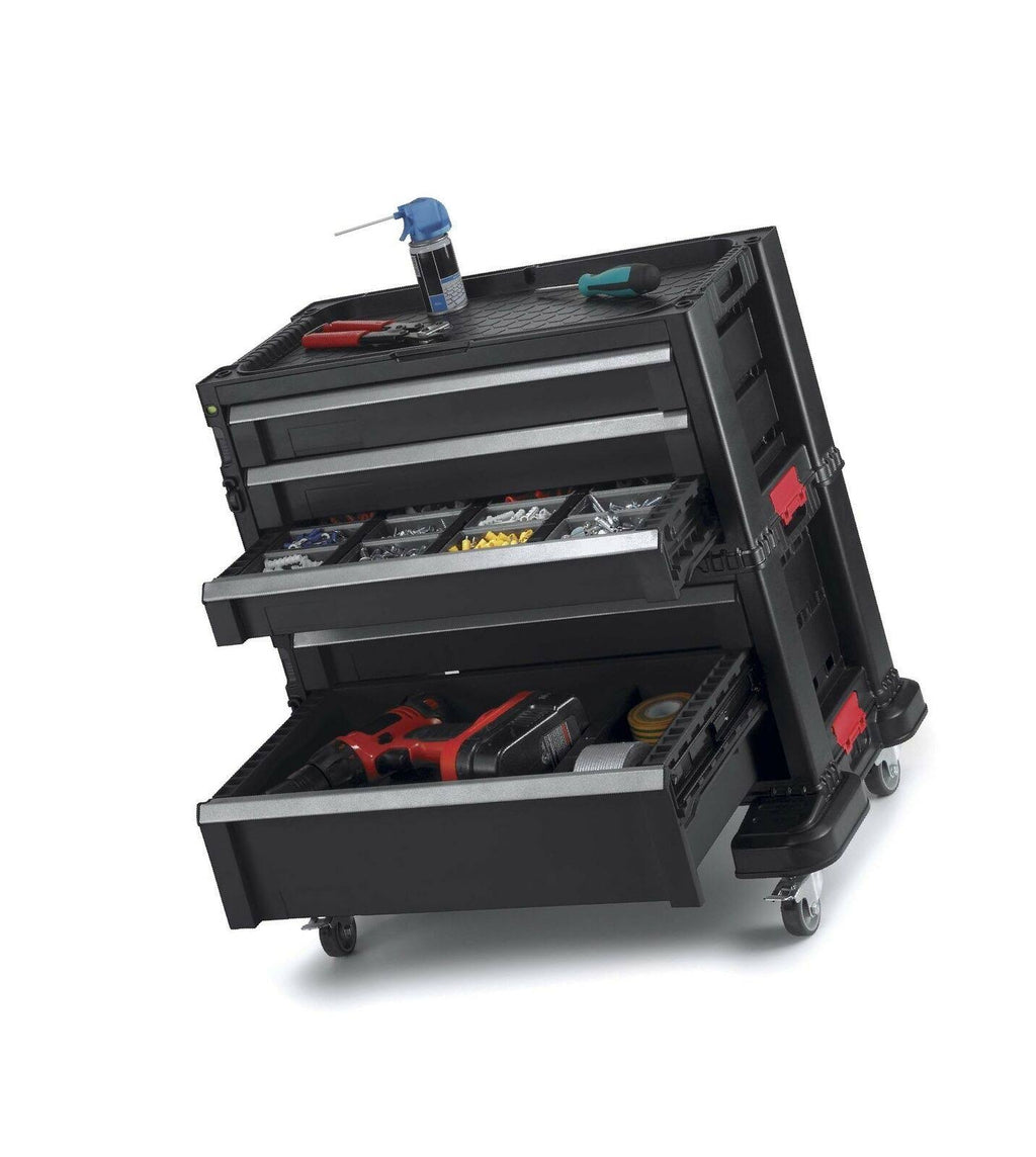 Keter 5 Drawer Modular Tool Storage, Plastic Resin Chest, Black