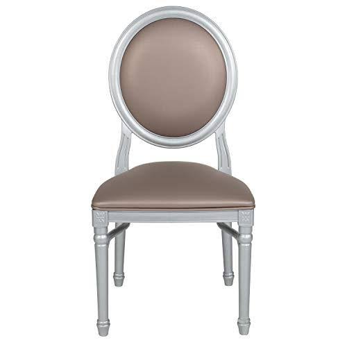 Flash Furniture 2 Pk. Hercules Series 900 lb. Capacity King Louis Chair with Taupe Vinyl Back and Seat and Silver Frame