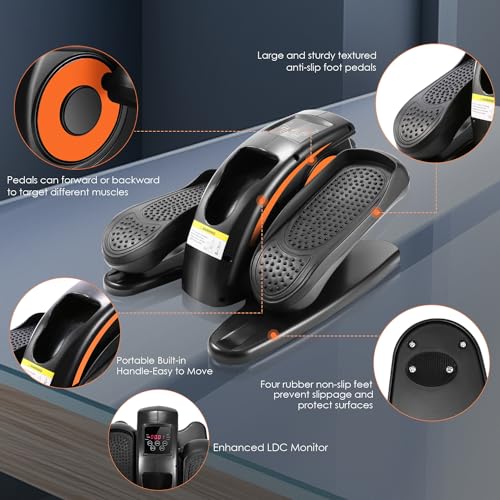 ANCHEER Under Desk Elliptical Machine - Quiet Pedal Exerciser for Seniors, Office & Home, Low-Impact Seated Leg Workout Equipment, Smart LCD Display, Remote Control