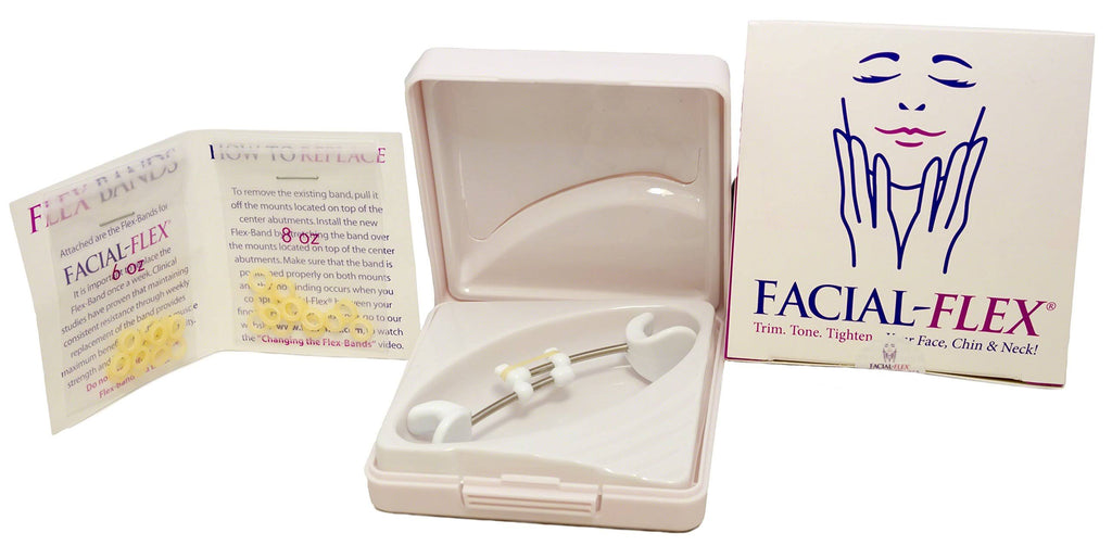 Facial Flex Facial Exercise and Neck Toning Kit Bands 8 oz u0026 6 oz u0026 Case