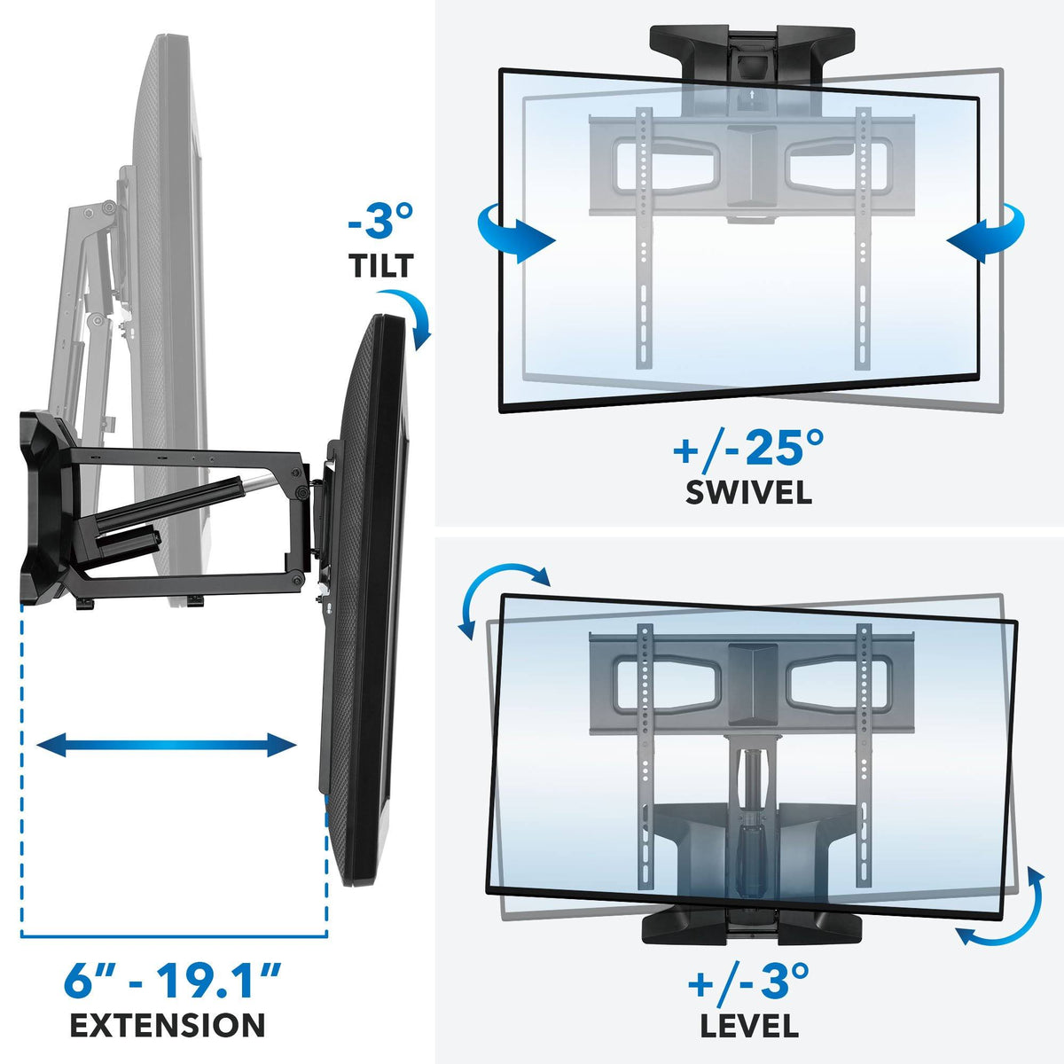 Motorized Fireplace TV Wall Mount | Fits 40-70 inch TV Screen | Mount It! MI-386
