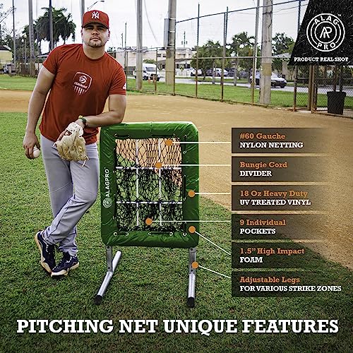 ALAGPRO? The Original 9 Hole Pitching Net with Strike Zone Pocket | Pitching Target for Baseball & Softball Pitchers