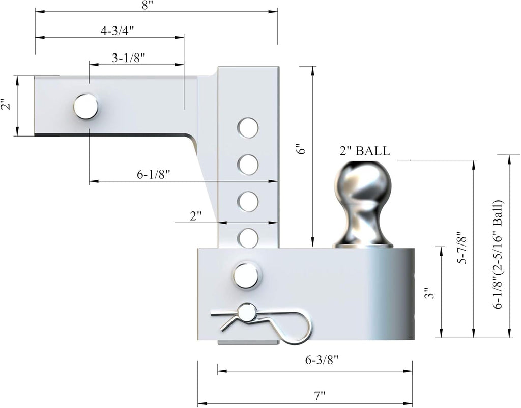 Uriah Products Aluma-Tow 6 Drop Ball Mount for 2 Receiver (UT623410)