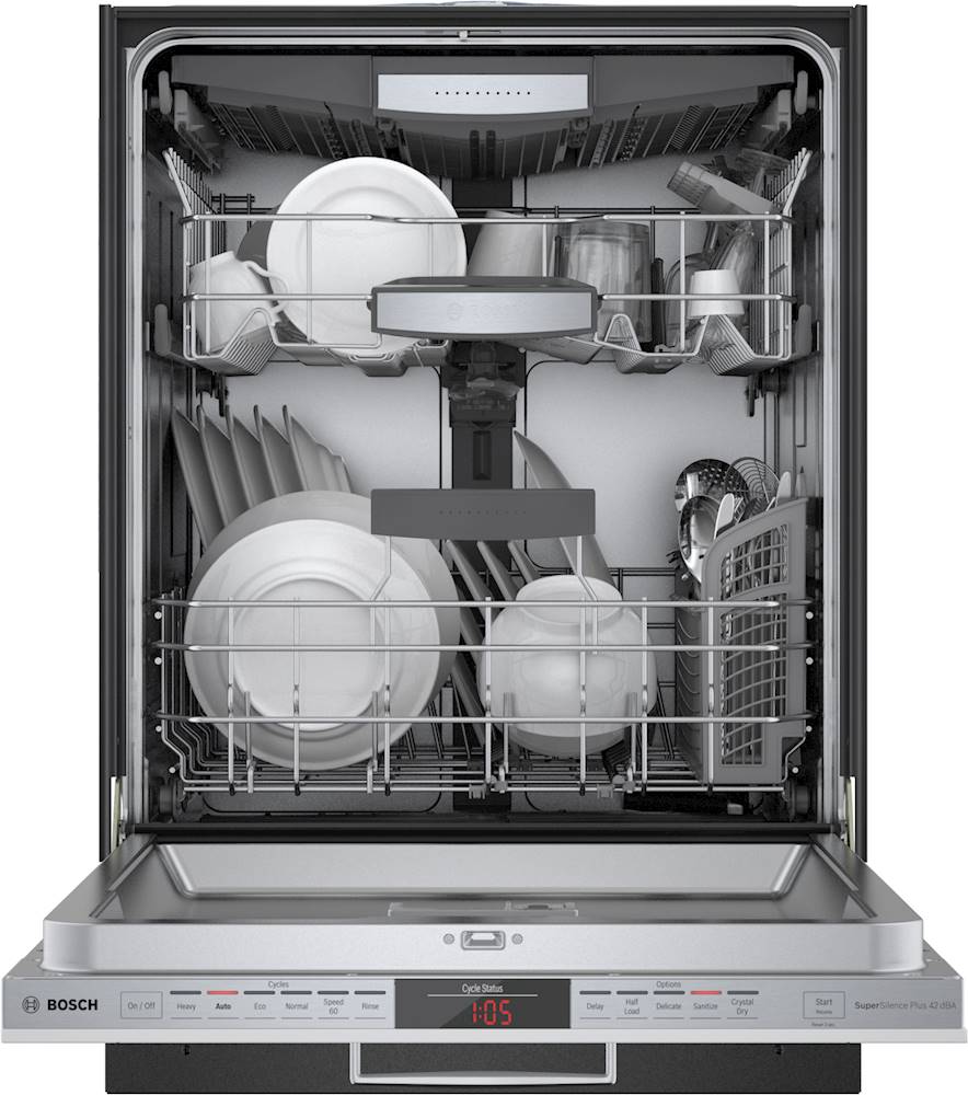 Bosch - 800 Series 24 Top Control Built-In Dishwasher with CrystalDry, Stainless Steel Tub, 3rd Rack, 42 dBa - Custom Panel Ready