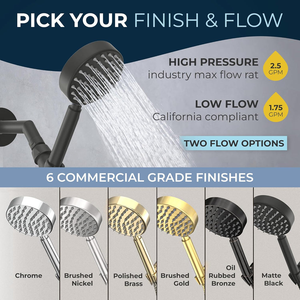 HammerHead Showers? Solid Metal LOW FLOW Handheld Shower Head with Hose and Brass Holder - OIL RUBBED BRONZE ?C Water Saving 1.75 GPM Detachable Shower Head - Adjustable Shower Wand Bracket & 6ft Hose