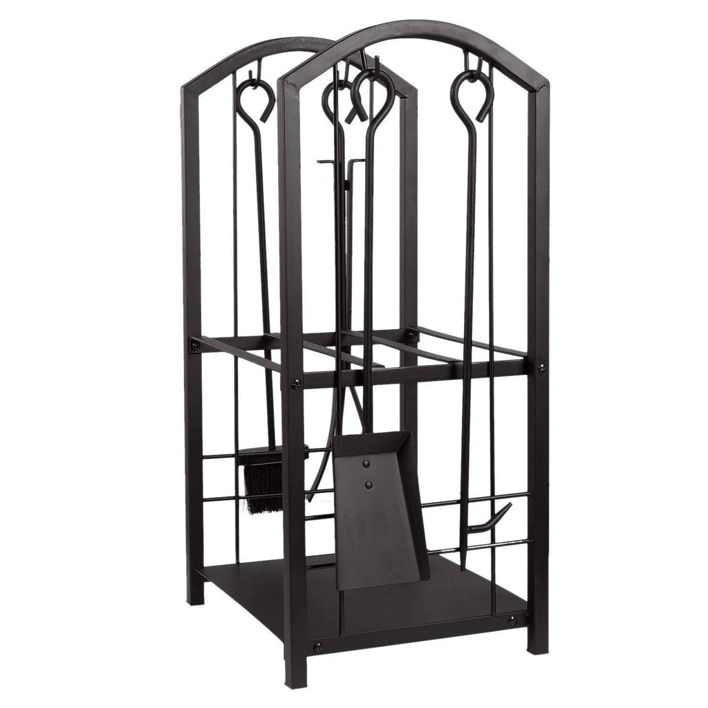 Juvale Firewood Rack with 4 Fireplace Tools - Fireplace Log Holder for Indoor An