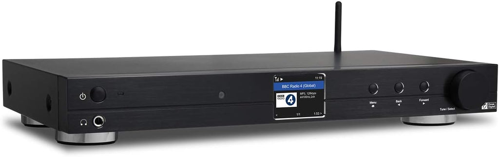 Ocean Digital WiFi Internet Component Radio Tuner (430 mm) WR10 FM/ Ethernet Bluetooth Receiver 2.4 Color Display with Digital Output to Connect Hi-Fi System -Black