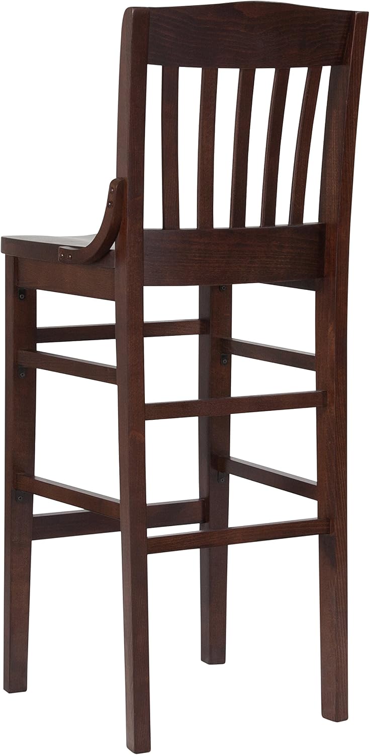 Flash Furniture HERCULES Series School House Back Walnut Wood Restaurant Barstool