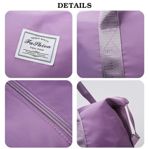 Rolling Duffle Bag with Wheels and Handle Foldable Travel Bag Expandable Carry on Bag with Detachable Casters Wheeled Weekender Bag for Women & Men - Purple