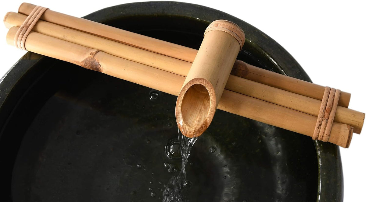 Bamboo Accents Water Fountain & Pump Kit ?C 18 inch, 3 Arm Style Split-Resistant All Natural Bamboo ?C DIY Indoor/Outdoor Zen Garden - Fits 15-30 inch Bowl (not Included)