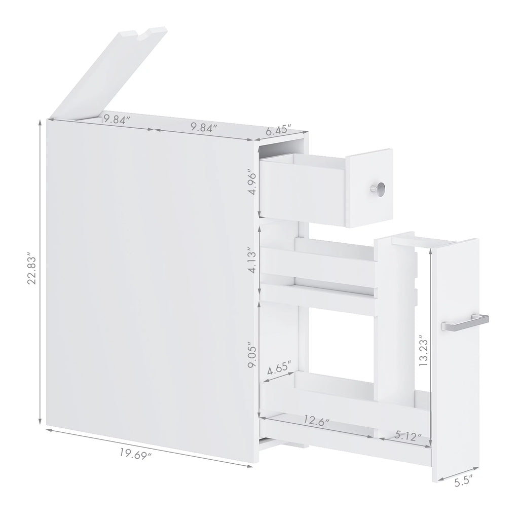 Spirich Home Slim Bathroom Storage Cabinet, Free Standing Toilet Paper Holder, Bathroom Cabinet Slide Out Drawer Storage,White