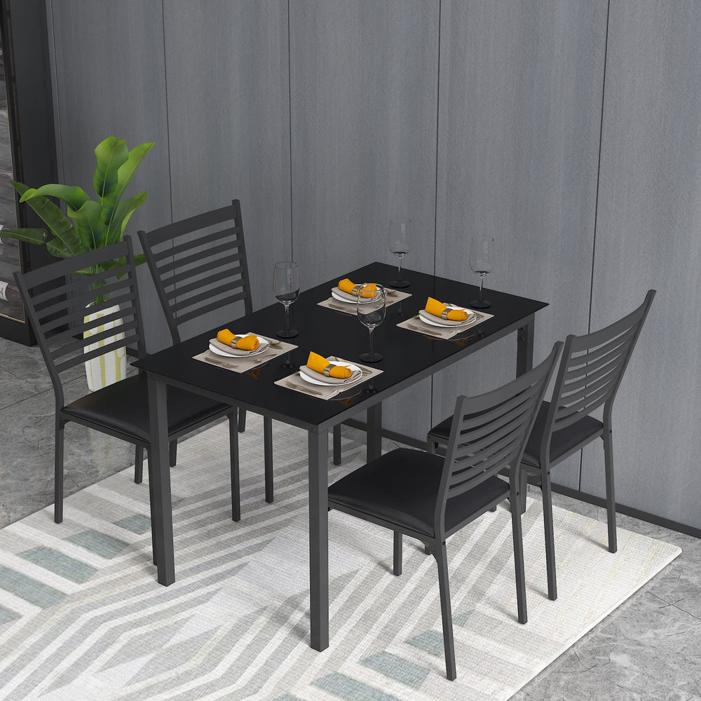Dining table and upholstered chairs