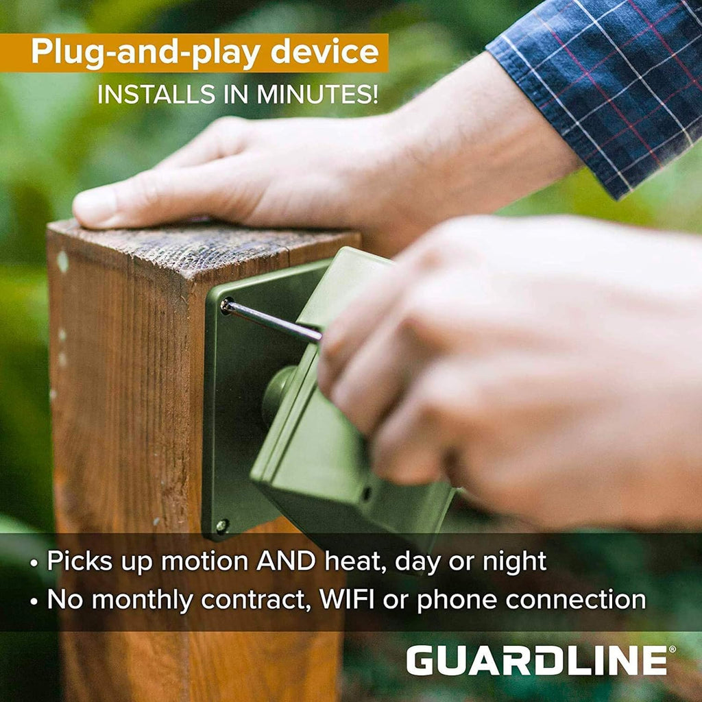 Guardline Wireless Driveway Alarm - 4 Motion Detector Alarm Sensors & 1 Receiver, 1/4 Mile Range, Weatherproof Outdoor Security Alert System for Home & Property