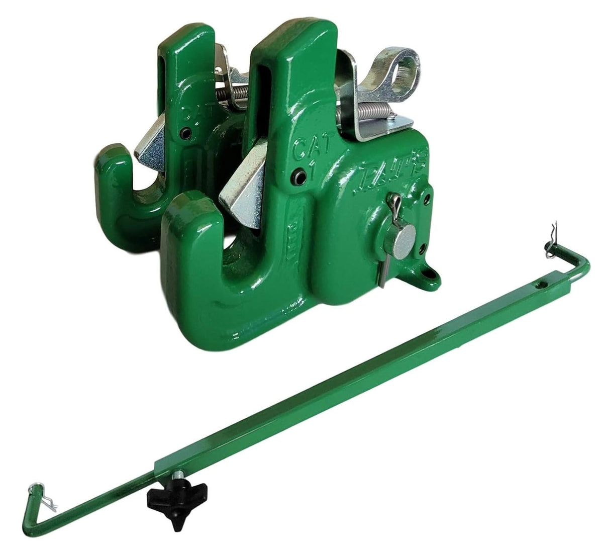 Pat's Easy Change with Stabilizer Bar - Best Quick Hitch System On The Market ?C Flexible, Durable and Affordable (CAT #1 Green)
