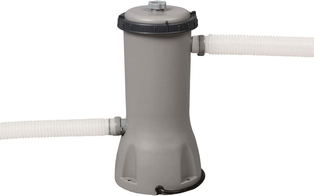 Bestway 56655E Power Steel 16ft x 10ft x 42in Outdoor Oval Frame Above Ground Swimming Pool Set with 1000 GPH Cartridge Filter Pump, Ladder, and Cover